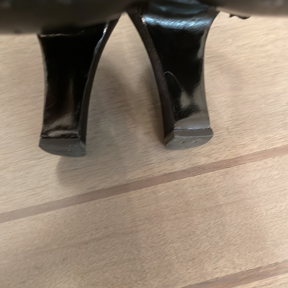 VINTAGE CHANEL Black Satin Slingbacks Heels Size 38 - Picture 14 of 15